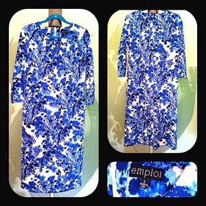 Emploi Blue And White Midi Dress